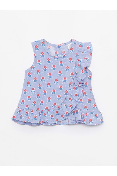 LC Waikiki Crew Neck Sleeveless Printed Baby Girl Blouse and Pants 2 Piece Set