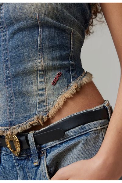 VibeGaia Corset din denim cu detalii decupate