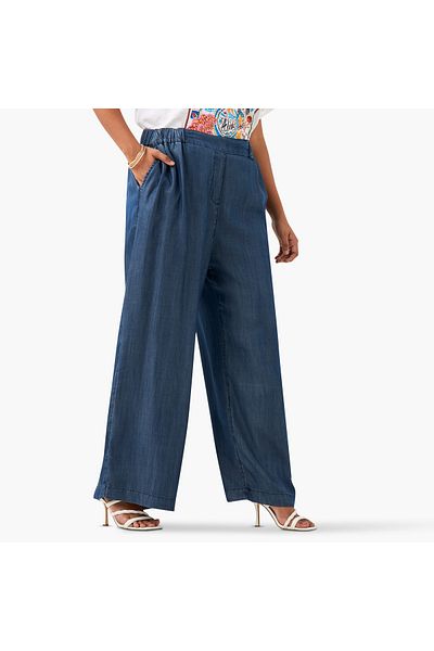 Ulla Popken Plus Size Ulla Popken Wide Leg Pants with Pockets