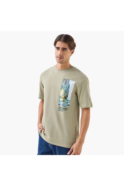 SP Characters Graphic Print T-shirt with Crew Neck and Short Sleeves
