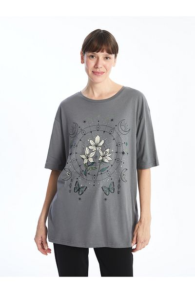 LC Waikiki Crew Neck Printed Oversize Women's T-Shirt