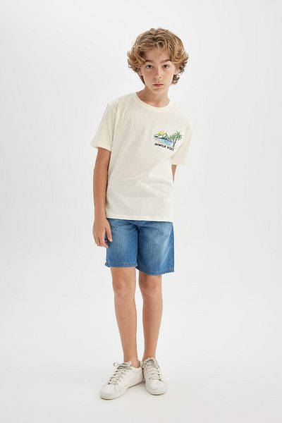 DeFacto Boy's Crew Neck Embroidered Short Sleeve T-shirt C4655a824sm