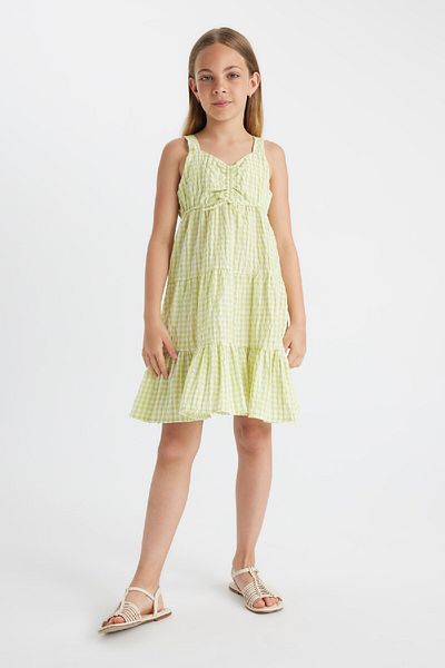 DeFacto Κοριτσίστικο φόρεμα Gingham Twist Ζαρτιέρες C4021a824sm