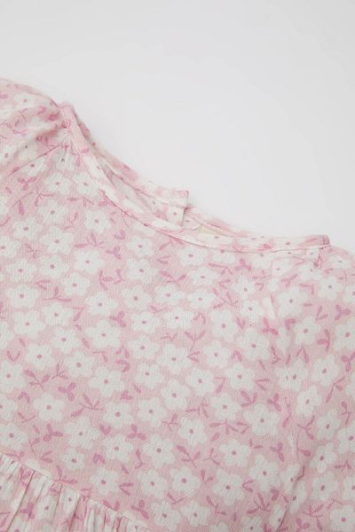 DeFacto Baby Girl Floral Short Sleeve Crinkle Viscose Dress C2193a524sm