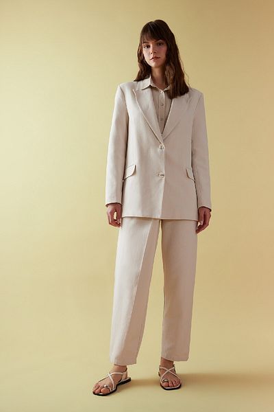 DeFacto Relax Fit Jacket Collar Linen Blended Blazer Jacket C4342AX24SP