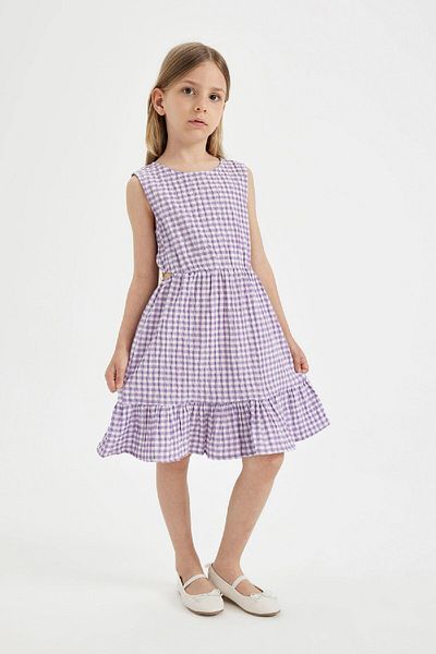 DeFacto Kariertes ärmelloses Kleid für Mädchen C4022A824SM