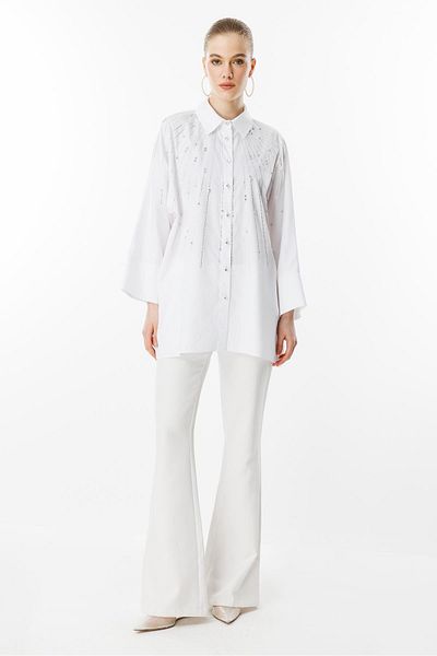 Ghisa Stone Embroidery Detailed Tunic White