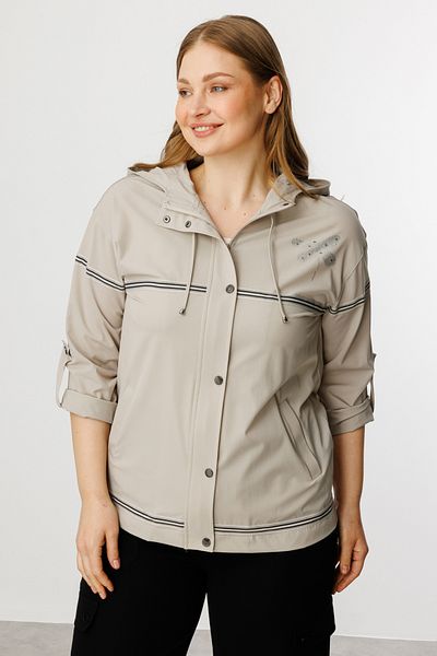 Mi Pret a Porter Mi Hooded Stone Butterfly Printed Coat