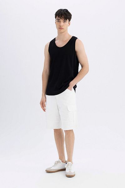 DeFacto Slim Fit Slim Εφαρμογή γιακά ποδηλάτου Basic απλό εσώρουχο με ραβδώσεις C2734ax24sm