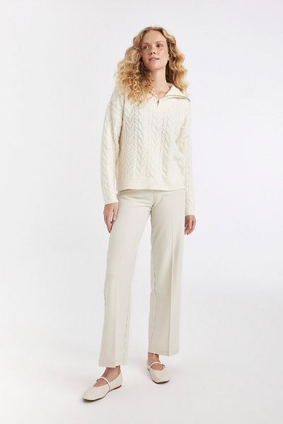 DeFacto Hair Braided Oversize Knitwear Sweater - Stand Collar, Half Zip A3874Ax24Wn