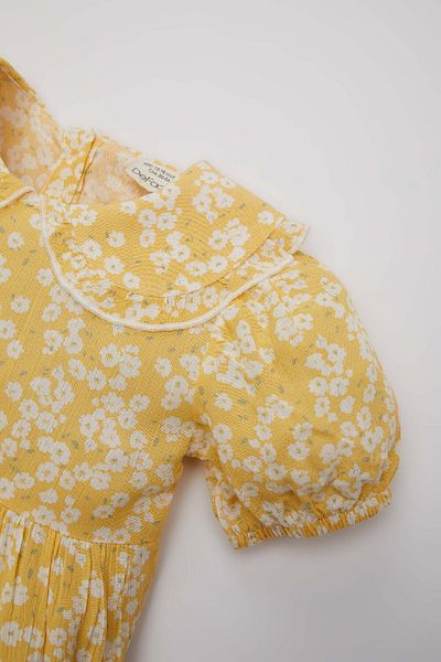 DeFacto Crinkle Viscose Short Sleeve Flower Patterned Baby Girl Dress - C2505a524sm