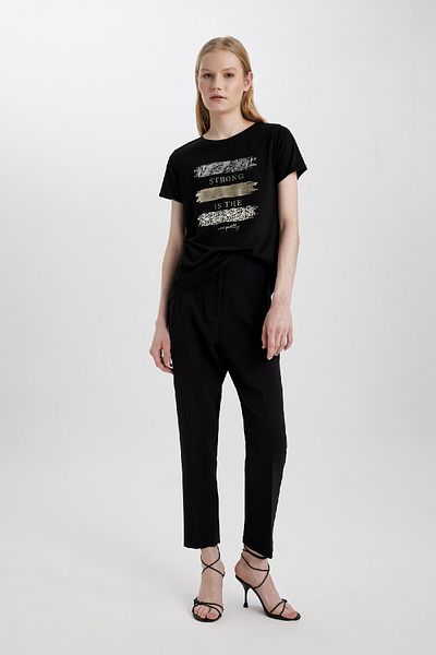 DeFacto Relax Fit Crew Neck Printed Short Sleeve T-Shirt C3679ax24sp