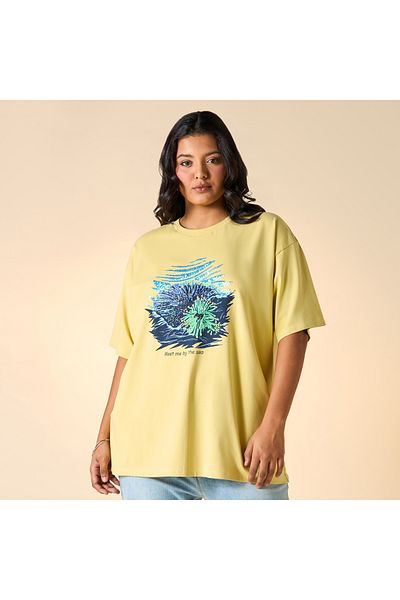 Ulla Popken Plus Size Ulla Popken Embellished T-shirt with Round Neck
