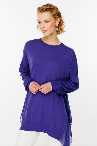 Ghisa Chiffon Detailed Knitwear Tunic Purple