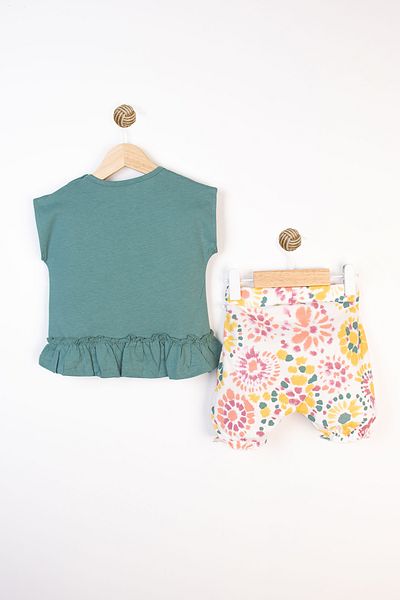 Miniworld Printed Colorful Floral Patterned Flounce Summer Shorts Baby Girl Suit