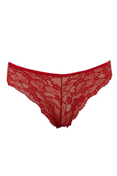 DeFacto Fall in Love Christmas Themed Lace Red Brazilian Panties T3197Az24Au