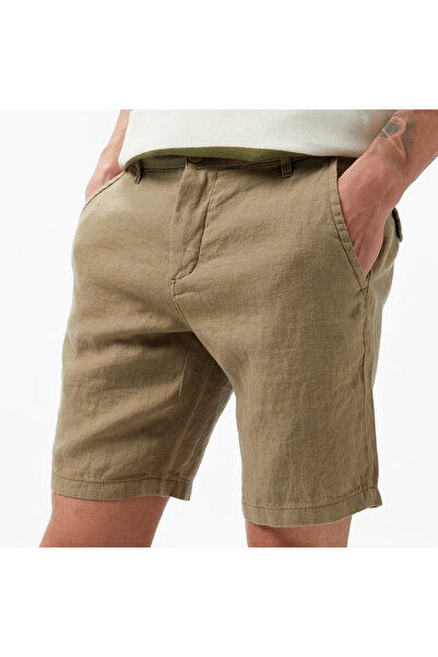 Nautica Erkek Yeşil Slim Fit Keten Şort