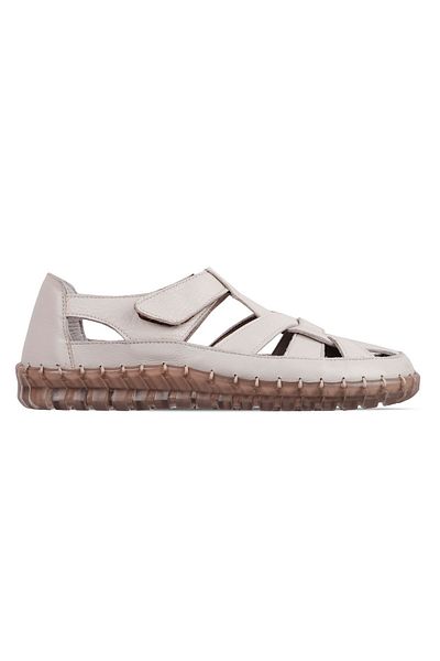 Lal Shoes & Bags Sandale Cedric din piele naturală pentru femei, cu zăbrele, cu velcro, pantofi-crem