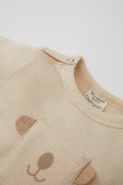 DeFacto Ribbed Camisole Bodysuit for Baby Boy - Snap Fastener, Short Sleeve, 3-Piece Set C5081A524Sm