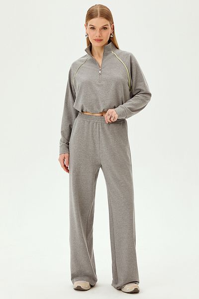Allyco Regular Gray Knitted Trousers with Elastic Waist