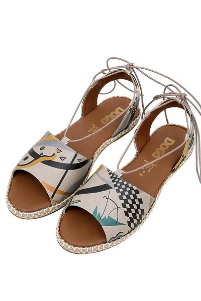 Dogo Women's Vegan Leather Multicolor Lace-Up Sandals - Listen to the Grass Grow Design
