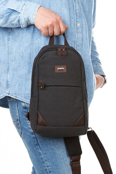 Torz Unisex Black Shoulder Bag Multi-Pocket Waterproof Canvas Fabric Crossbody Messenger Bag with Tablet Compartment