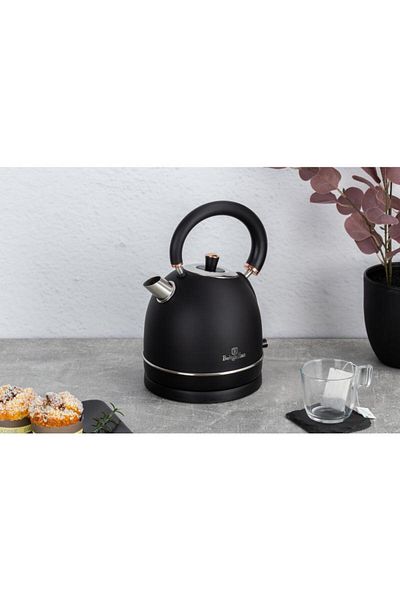 Berlinger Electric Kettle Water Cooker 1.7 L Stainless Steel Inner Black Rose Collection