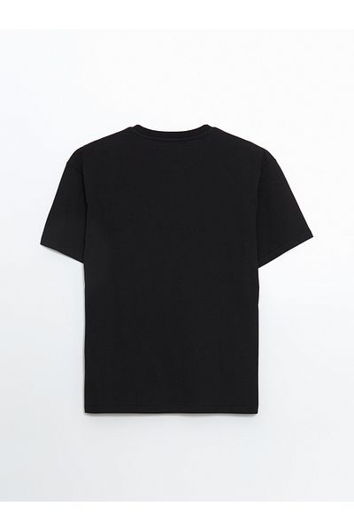 LC Waikiki Bedrucktes Herren-T-Shirt aus gekämmter Baumwolle mit Rundhalsausschnitt