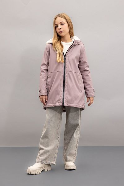 DeFacto Girl's Water Repellent Hooded Faux Lined Long Raincoat