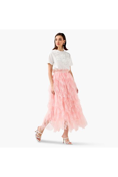 2Xtremz Embellished Ruffled Skirt with Paperbag Hem