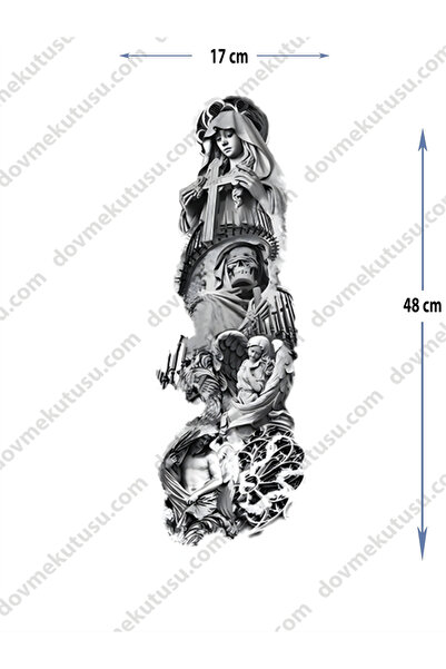 pivok Geçici Kol Kaplama Dövme – Rahibe Ve Melek Motifi Ile Koruma Geçici Dövme Tattoo(STICKER)