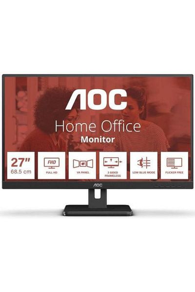 Aoc Monitor AOC, 27 inch, VA, FHD, 75 Hz, 4 ms, Boxe 2 W x 2, HDMI, DisplayPort, USB, hub, 27E3UM, Negru