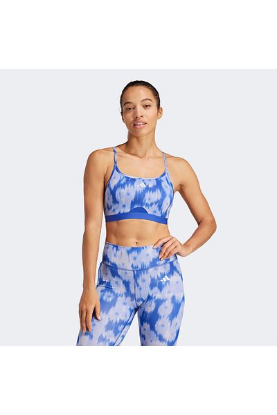 adidas Aeroreact Training Essentials - Sutien sport cu imprimeu integral cu suport ușor