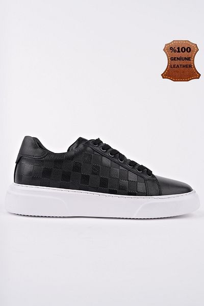 MUGGO Morta Thick Sole Lace-Up Genuine Leather Men's Casual Sneaker Sports Shoes