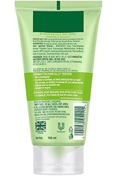 Simple Refreshing Facial Wash, Make-Up Remover With Pro-Vitamin B5