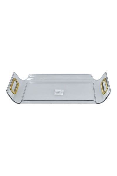 Felli Rectangular Raised Edge Serving Tray with Handle Clear and Gold X-Large Y1K150050-CL