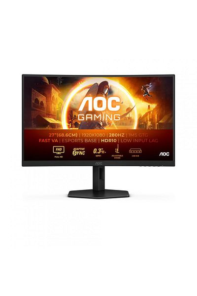 Aoc Monitor Gaming VA, FHD, 280 Hz, 1 ms, 0,3 ms, HDR10, Boxe Pivot, HDMI, DisplayPort, USB, Negru