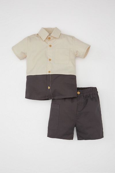DeFacto Baby Boy Poplin Short Sleeve Shirt Shorts 2 Piece Set C3431A524Sm
