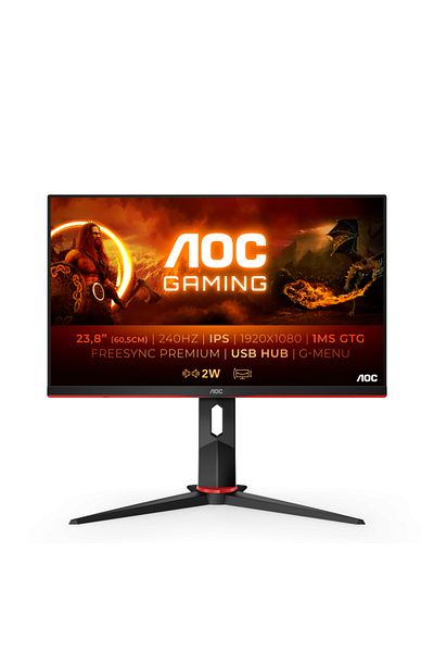 Aoc Monitor gaming LED IPS AOC 23.8inch, Full HD, DisplayPort, 240Hz, FreeSync Premium, Vesa, Negru/Rosu