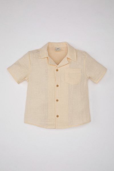DeFacto Chlapecká mušelínová košile s krátkým rukávem Apache Collar Shirt - C5243A524SM
