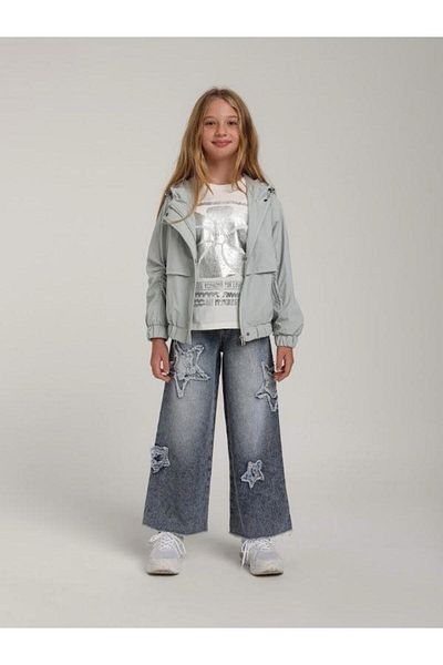 Zekids Tricou pentru fete din bumbac cu model din folie de argint