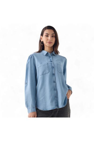 FAV Denim Shirt with Collar and Long Sleeves