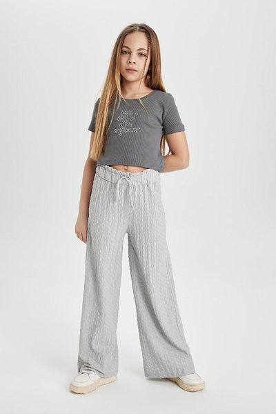 DeFacto Girl's 2 Piece Set Crew Neck Printed Short Sleeve T-Shirt Pants C3814A824Sp
