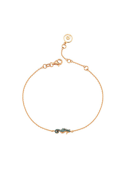 BEE GODDESS Deniz Atı Mavi Pırlanta Altın Halhal