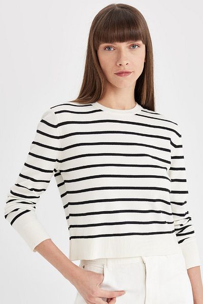 DeFacto Crew Neck Striped Soft Knitwear Sweater - Regular Fit C5261Ax24Au