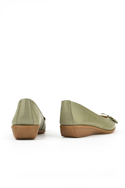 Ziya Women's Green Genuine Leather Ballerina Model 1511050 Z2221 Comfortable Shoes