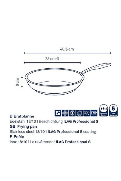 KELA Keck Lang Flavoria frying pan 18/10 stainless steel with non-stick surface 6.0 cm 28.0 cm