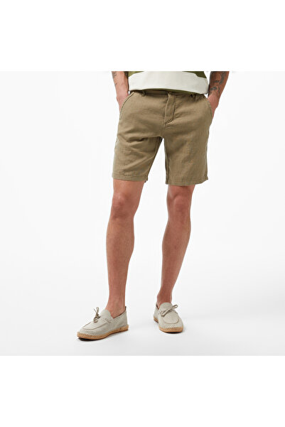 Nautica Erkek Yeşil Slim Fit Keten Şort