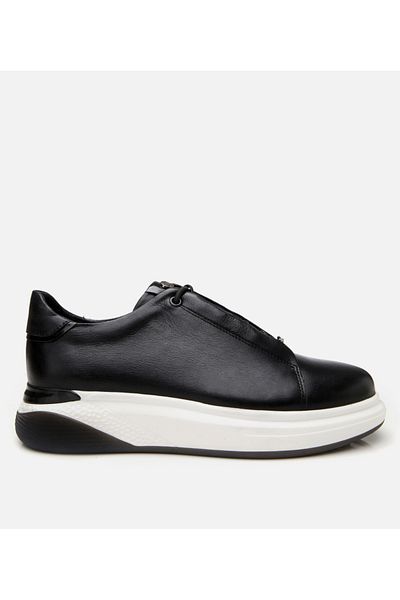 Hotiç Men's Leather Black High-Sole Sports Shoes