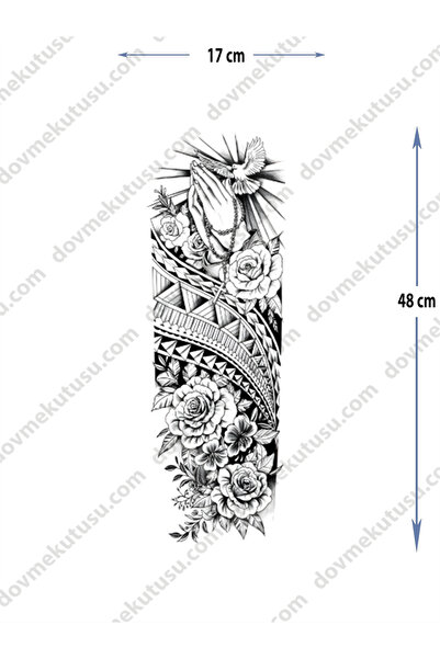 pivok Geçici Kol Kaplama-gül Ve Güvercin Figürü Dövmesi Geçici Dövme Tattoo(STICKER)